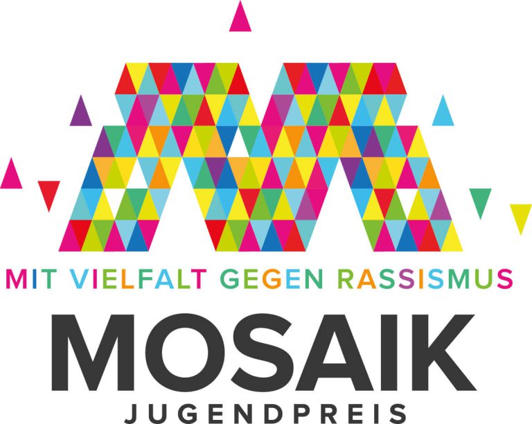 Buntes Logo des Mosaik-Jugendpreises - Mit Vielfalt gegen Rassismus