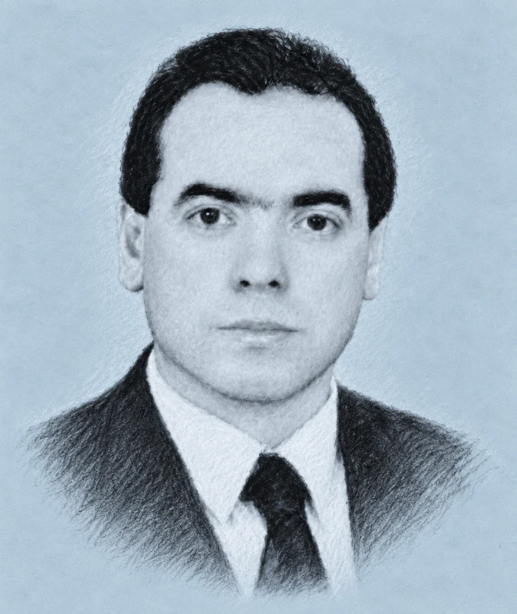 Kreidezeichnung von Abdurrahim Özüdoğru auf hellblauem Hintergrund